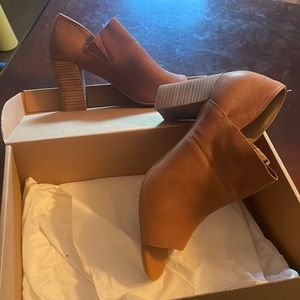 Tan leather booties